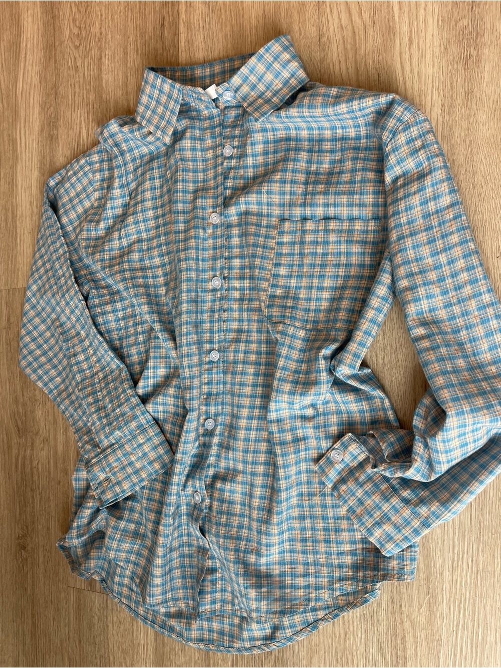 Women's Plaid Button-Down Shirt in Blue & yellow